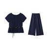 Women's Fashion Short Sleeve Top & Wide Leg Pants Set