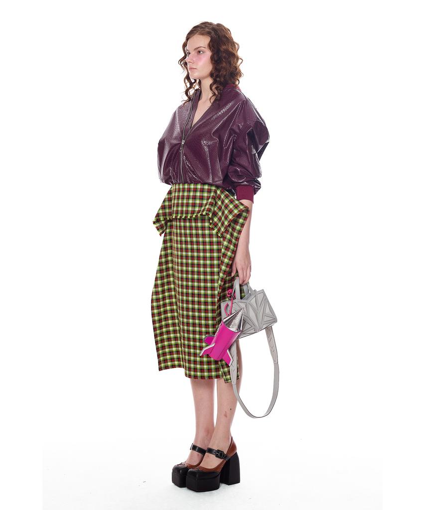Greedius Check Pattern Folded Skirt