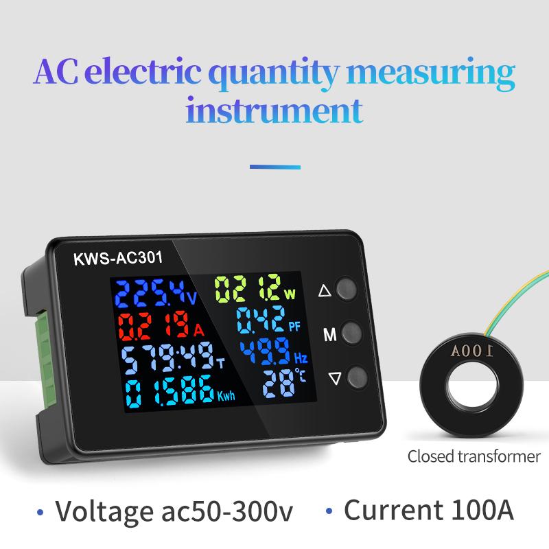 KWS-AC301 Digital Voltmeter Electricity Power Meter Wattmeter Energy Analyzers  AC 50-300V Voltage Detector 0-100A 50-60HZ