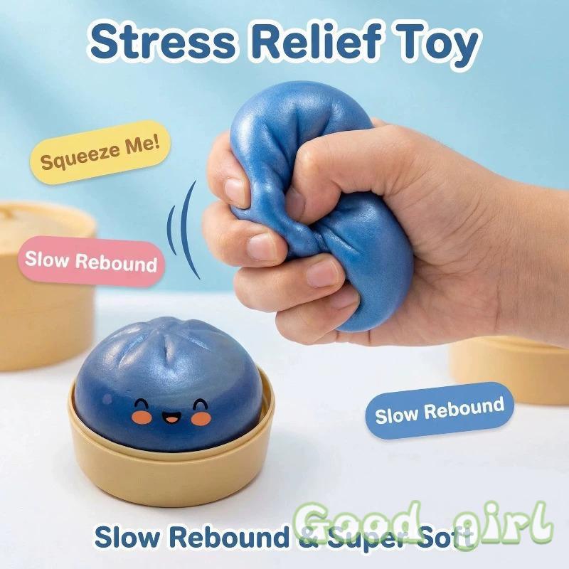 * Sale.Cute Steamed Bun Squeeze Toy Stress Relief Simulated Bun Ornament For Anxiety Relaxation In Office Or Home