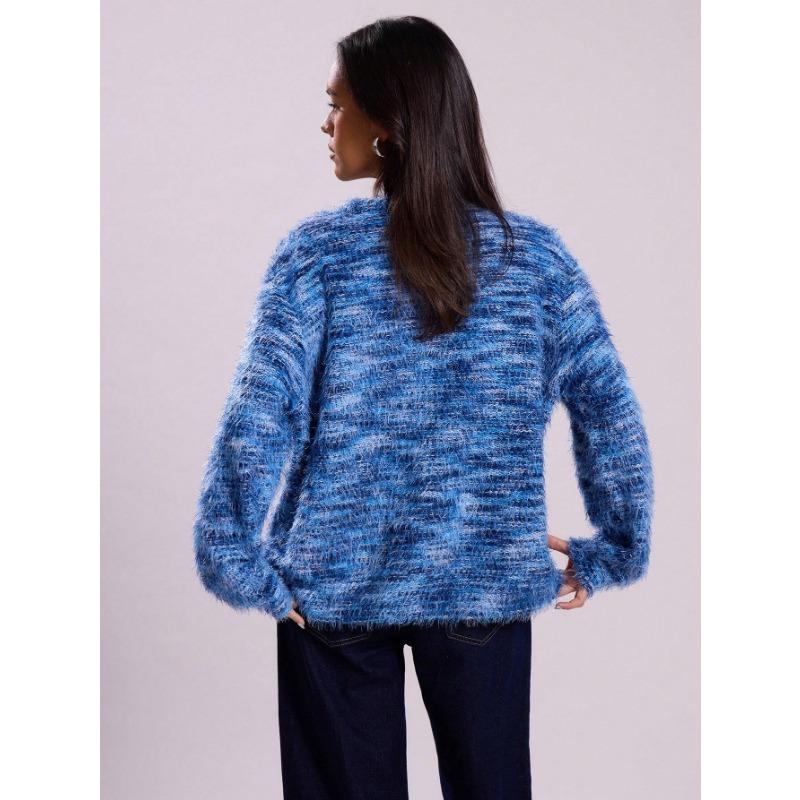 DAFIFY Women's Fashion Casual Fall Winter Colour Block Print Long Sleeve V-Neck Sweaters