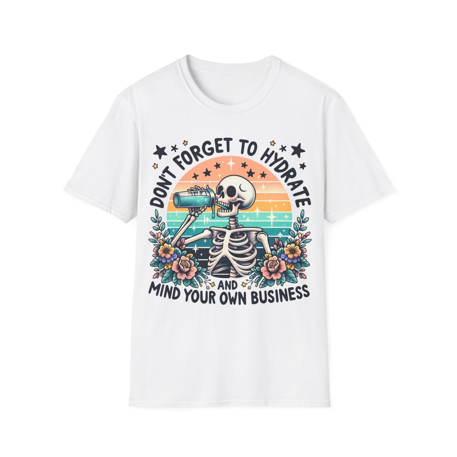 Funny Skeleton Halloween T-Shirt Unisex Softstyle Tee | Stay Hydrated Shirt S разноцветный