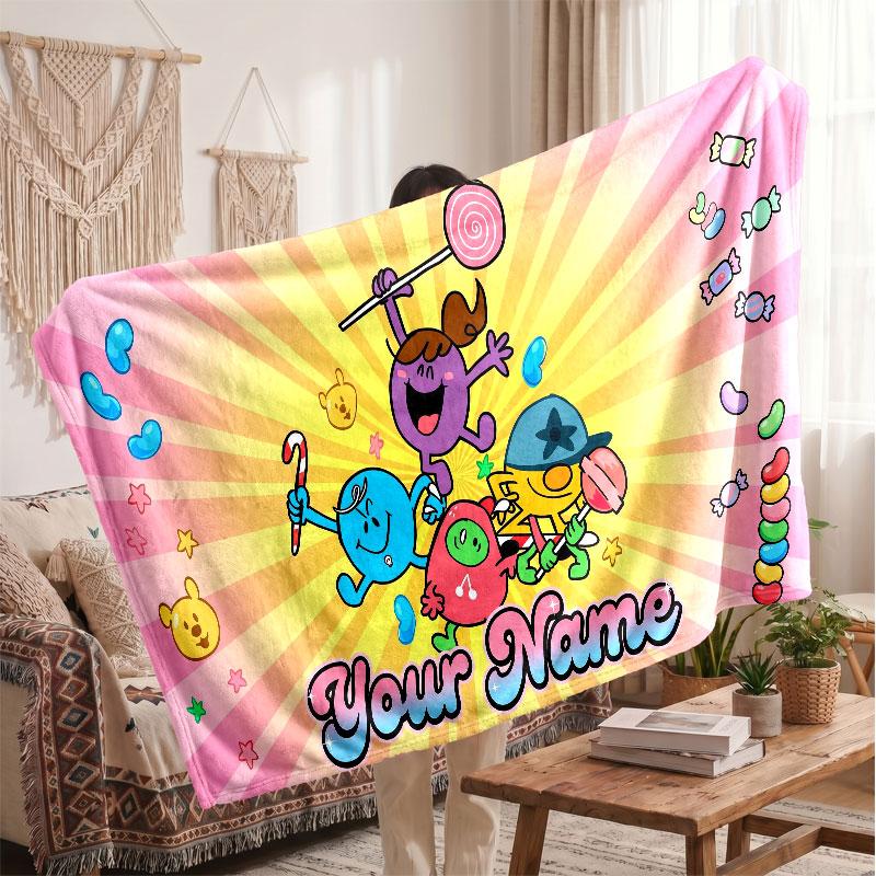 Monsieur. Couverture en flanelle personnalisée pour hommes et petites filles, texte nom personnalisé imprimé, couverture chaude et douce pour canapé lit