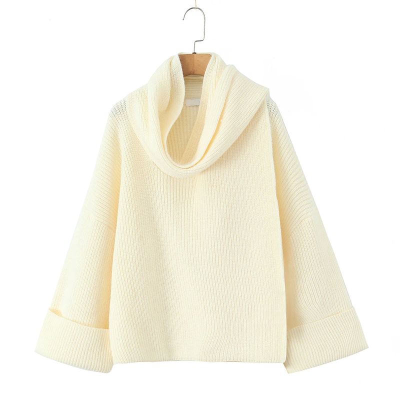 Fall New Women's Clothing French Retro Design Idle Style Loose Scarf Sweater Knitted Cardigan Top