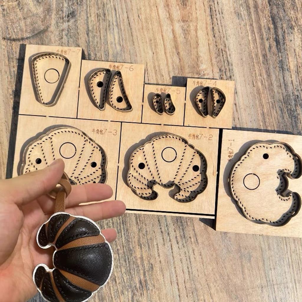 Handmade Leather Croissant Shaped Bag Charm Keychain Accessory for Fashion Enthusiasts Unique Backpack Accessories