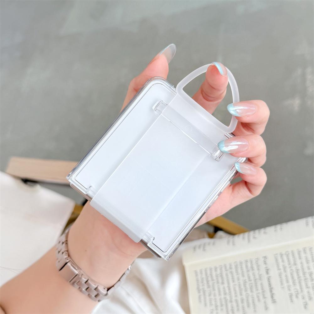 Transparent Elastic Wrist Strap Phone Case for Samsung Galaxy Z Flip7 Z Flip6 ZFlip 5 Flip7 FE Protective Hard Back Cover