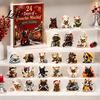 Holiday Party Favors 2D Acrylic French Bulldog Christmas Advent Calendar Surprising Box Ornament Pendants Set Cute Xmas Countdown Hanging Charms for