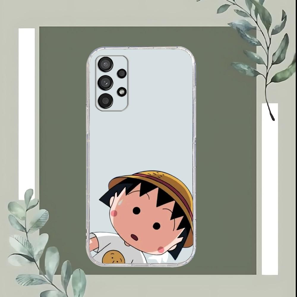 Cartoon Chibi Maruko Chan Phone Case For Samsung Galaxy A52 A12 A51 S21 Edge S22ULTRA S23 S20LITE Plus Ultra Transparent Cover