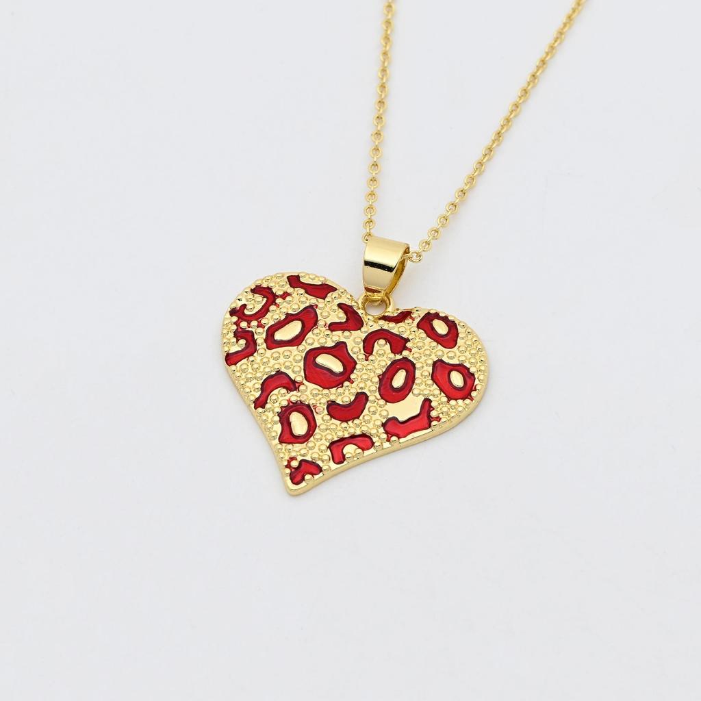 Collar con Colgante de Corazón de Esmalte de Cobre Bohemio para Mujer