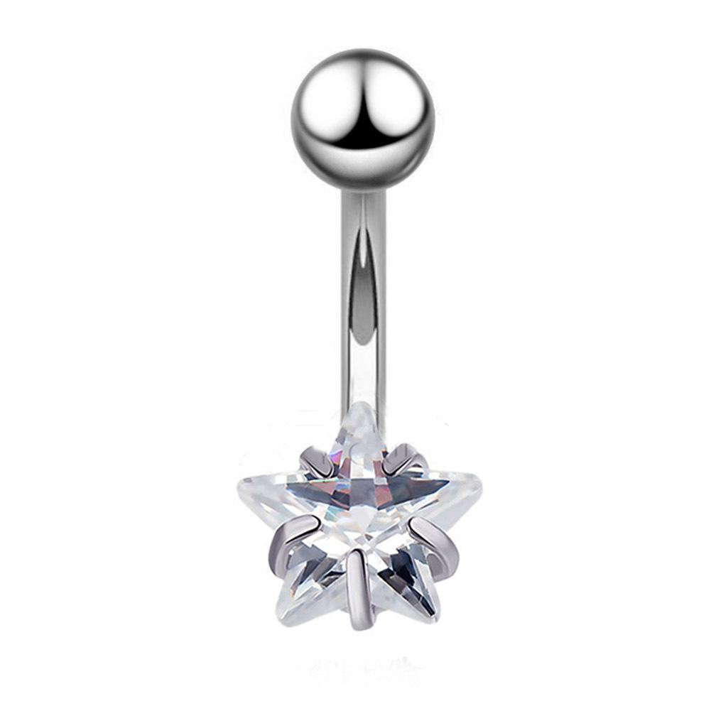 

Peach Heart & Star Zircon Stainless Steel Belly Button Ring