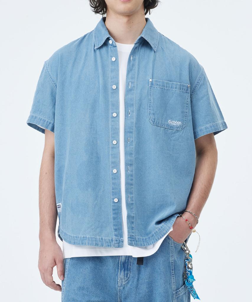 OUTDOOR PRODUCTS Denim Short Sleeve Shirts (Light Blue)