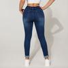 Women's Skinny  Trendy Jeans Distressed Stretchy Denim Pants Elastic Waist Drawstring Denim Trousers