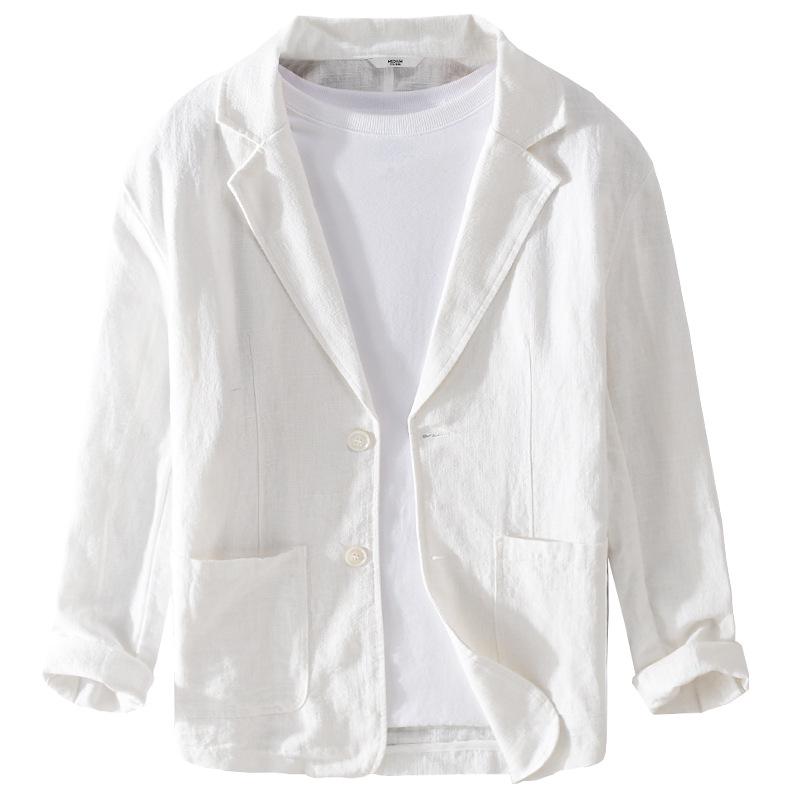 Men's Striped Short-Sleeve Casual Linen Suit for Spring & Autumn - Youthful, Handsome, and Popular (Model Y803)