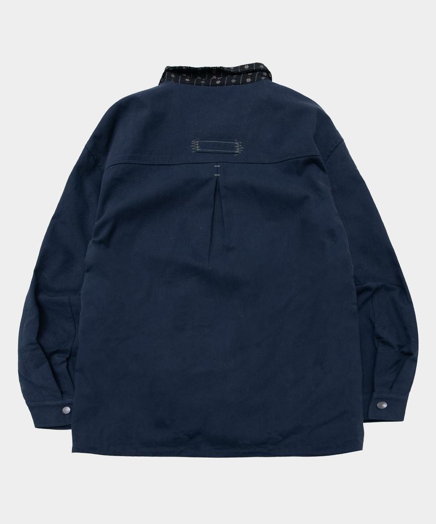Some Place Multi-Color Contrast Pocket Stitch Point Utility Field Coat Jacket [Navy]