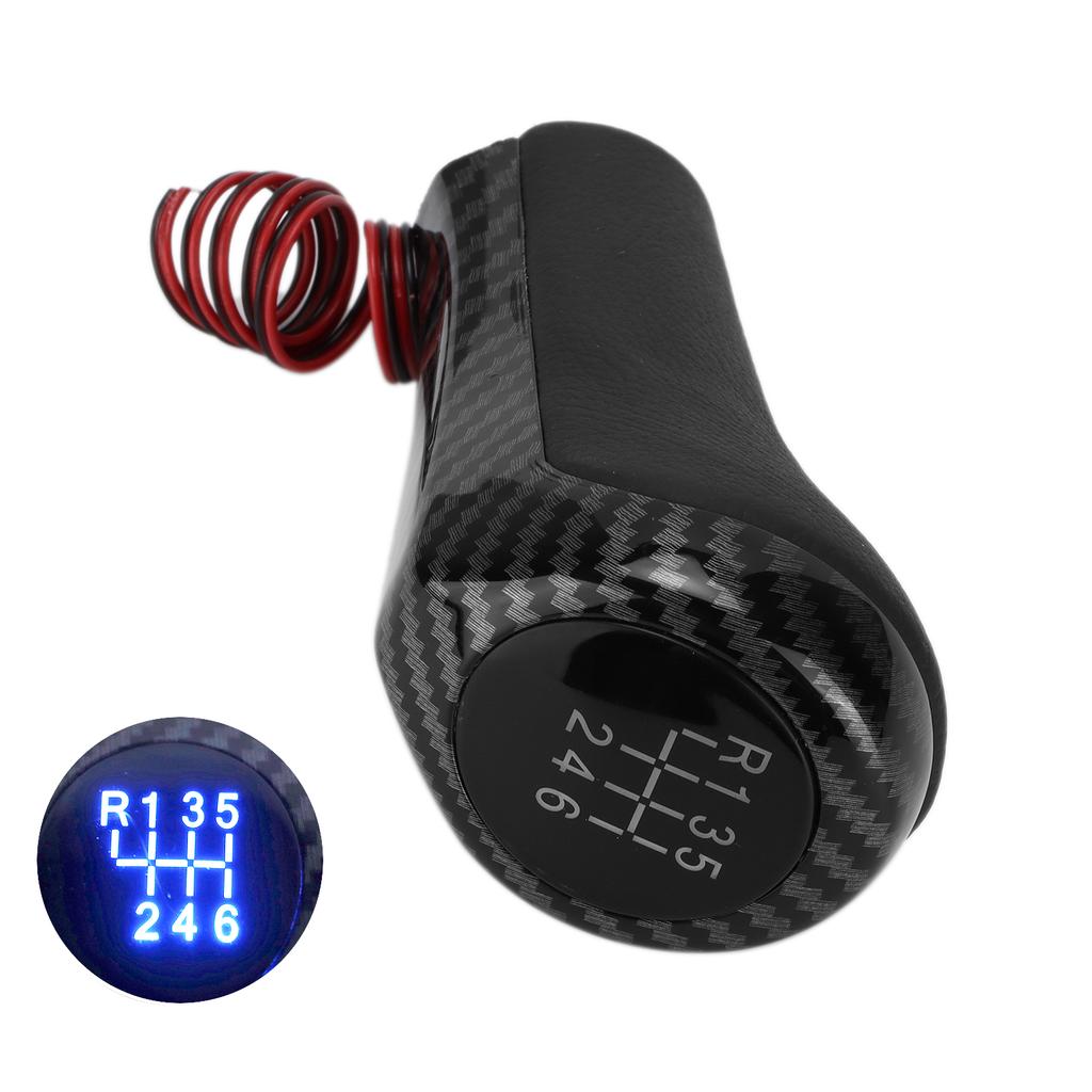 Car 6 Speed Gear Shift Knob Carbon Fiber Style with Light Replacement for 1 Series E81 E82 E87 E88 F20