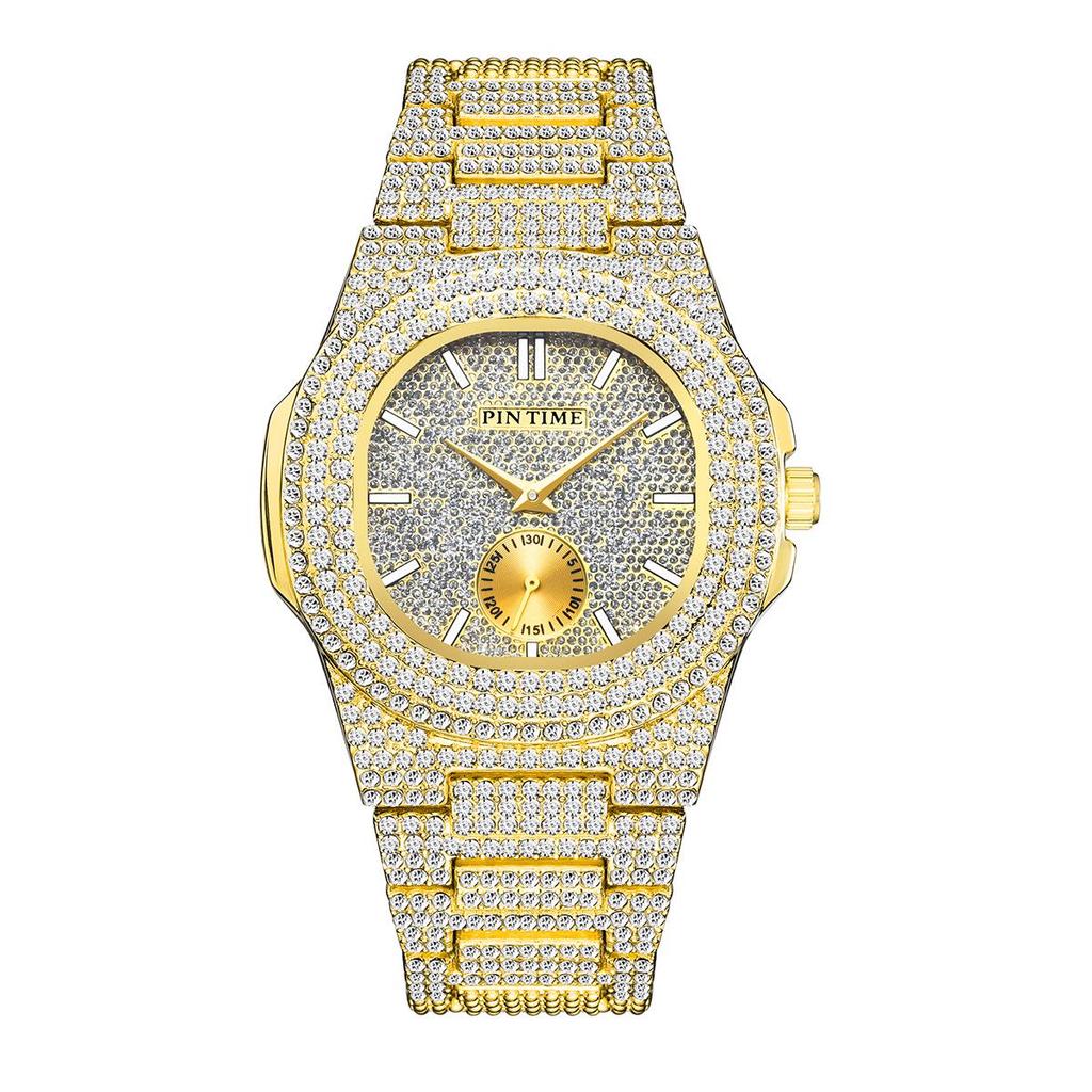 Pinshi Women's High-End Luxury Quartz Watch with Full Diamond Design, Waterproof for Women