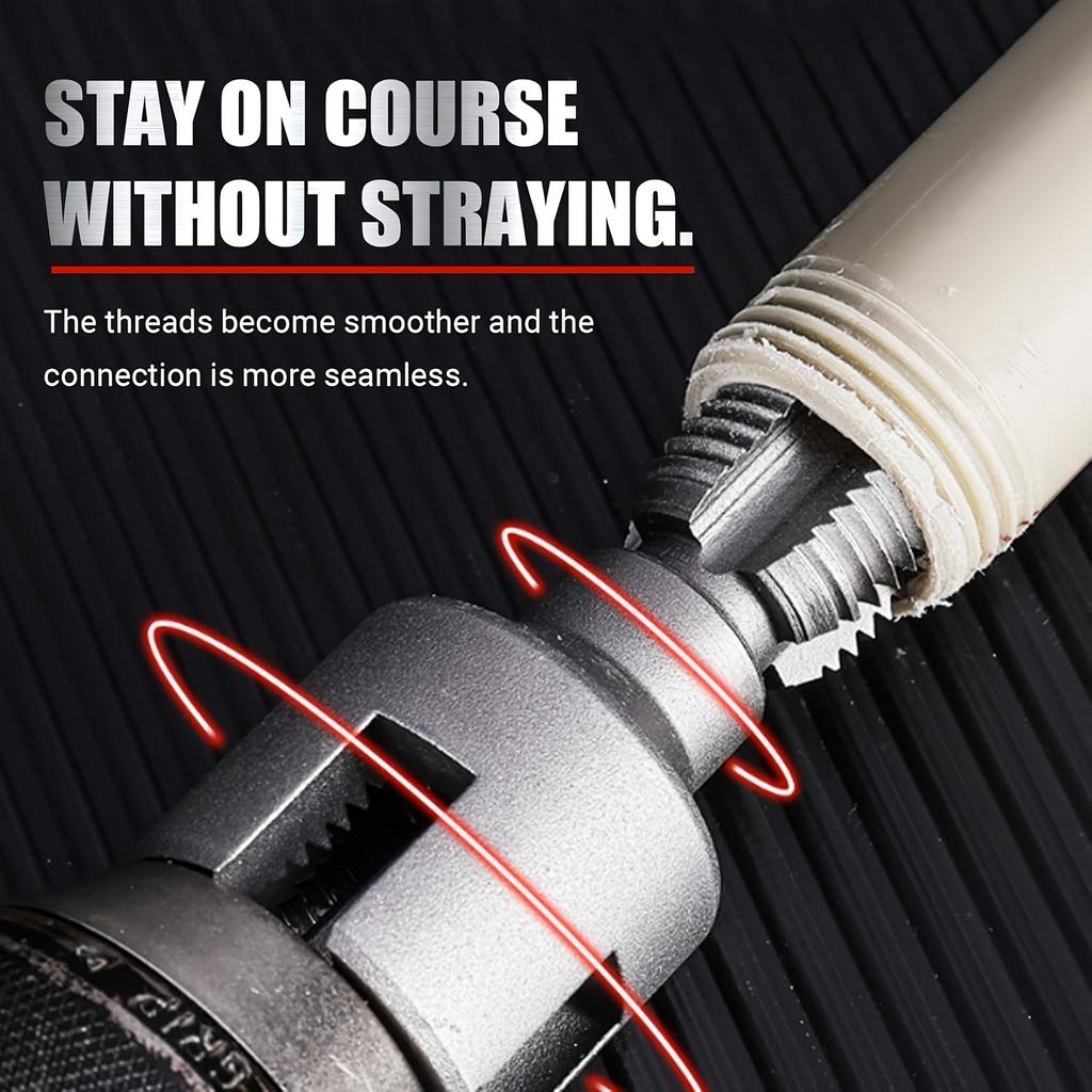 High-Speed Steel Electric Drill-Compatible PVC Pipe Thread Cutting Tool Kit, Integrated Internal & External 1/2" & 3/4" Thread Cutting Tool