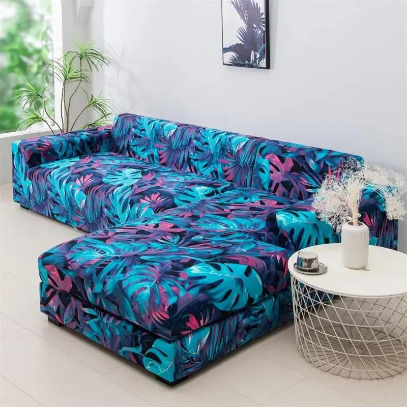 L Shaped Chaise Longue Slipcovers Chair Protector 1/2/3/4 Seat Geometric Sofa Covers for Living Room Elastic Corner Couch Cover