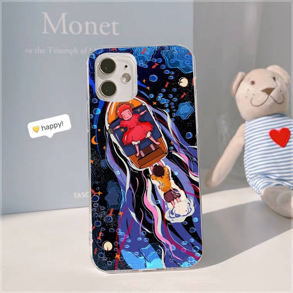Japanese Cute P-Ponyo Movie On The Cliff For IPhone 17 16 16e 15 14 13 12 11 Pro Max Mini Plus Phone Case