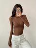 Autumn Women's Slimming Mesh Bodysuit - Sheer Round Neck, Long Sleeve