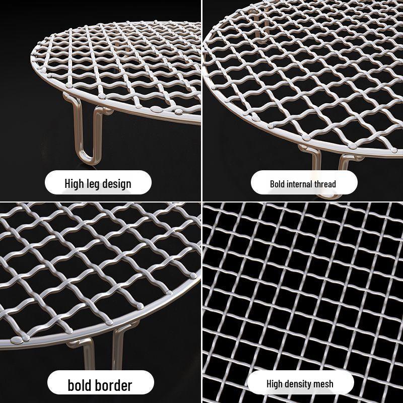 ZISIZ Round BBQ Grill Net with Legs