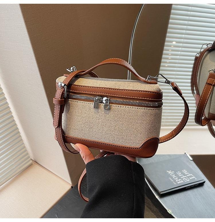 

Ретро контрастный цвет повседневная портативная маленькая сумка женская новая маленькая квадратная сумка 2025 лето модная сумка-мессенджер коричневый