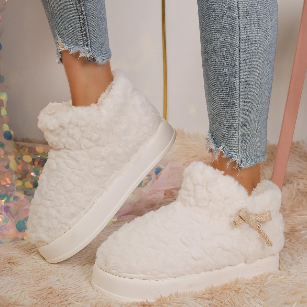 

Женские сапоги зимние теплые домашние хлопковые туфли женские модные мягкие пушистые плюшевые тапочки на платформе для пар домашние зимние сапоги женские 36-37 бежевый