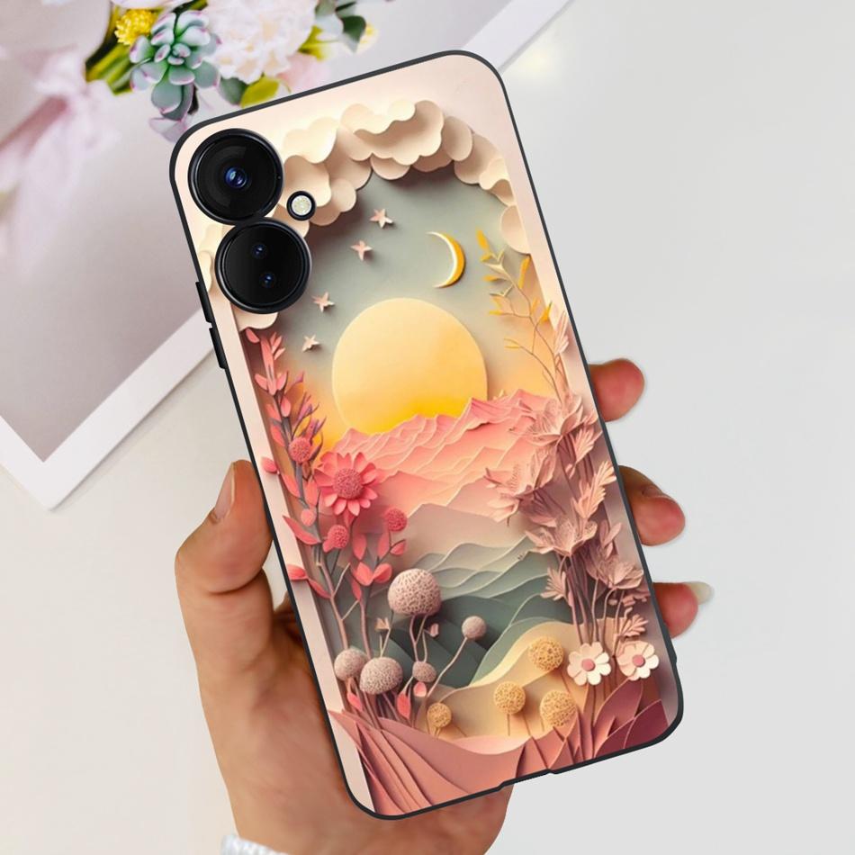 For Tecno Spark 9 Pro KH7 KH7n Cute Cartoon Phone Case For Tecno Spark 9Pro Black Silicone Soft TPU Cases