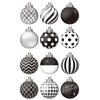 12pcs Christmas Balls Ornaments Xmas Tree Pendants Ornaments Home Decor New Year Gift 2D Flat Black White Balls Christmas Decor