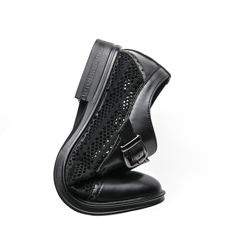 Summer New Punched Grey Leather Shoes Casual Leather Men Shoes Thick Soled Formal Oxford Shoes Comfy Male Classic Dress Footwear