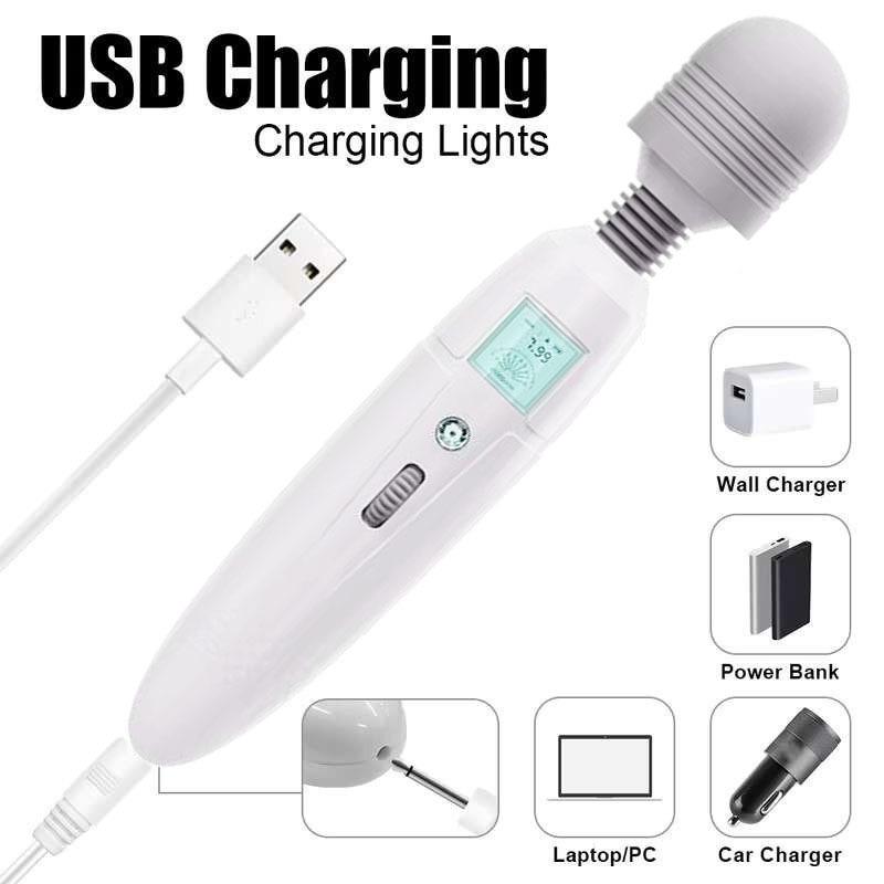 72 Modes LCD Display Wand Massager Flexible Head Massage Stick USB Powerful Deep Relaxing Back Neck Muscle Tension Stress Relief