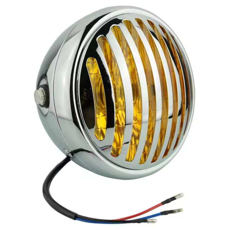 For Honda Gn125/Cg125 Modified Retro Universal Motorcycle 12V Black Shell Front Retro Round Headlight-A87Q