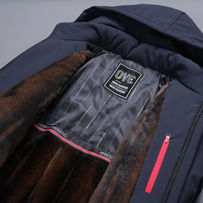 Winter Dad Men's Warm Pie Overcomes the Middle and Old Cotton-padded Jacket, Loose, Piled and Thickened Medium and Long Cotton-padded Jacket.
