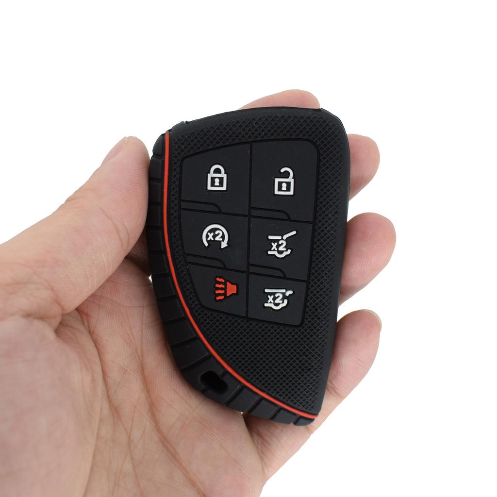 For Chevy Chevrolet Tahoe Suburban GMC Yukon Silicone 6 Buttons Car Key Fob Ring Chain Cover Case Rubber Protection 2021-2025