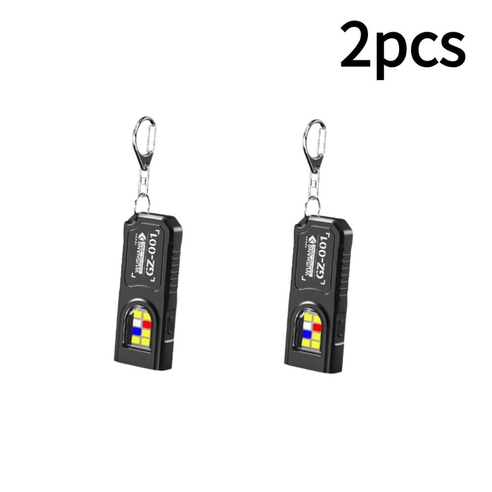 LED Keychain Flashlight Rechargeable EDC Flashlight With COB Mini Torch Light Pocket Lantern Flood Work Light With Magnet