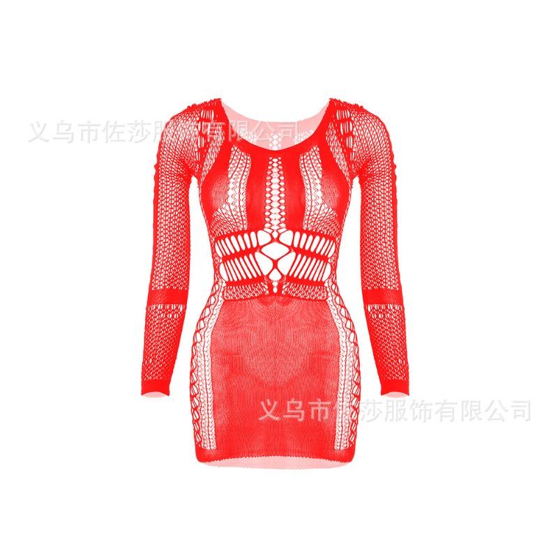 Sex Underwear New Short Skirt Hip Skirt Mesh Coat Hollow Sexy Temptation Sexy Long Sleeves