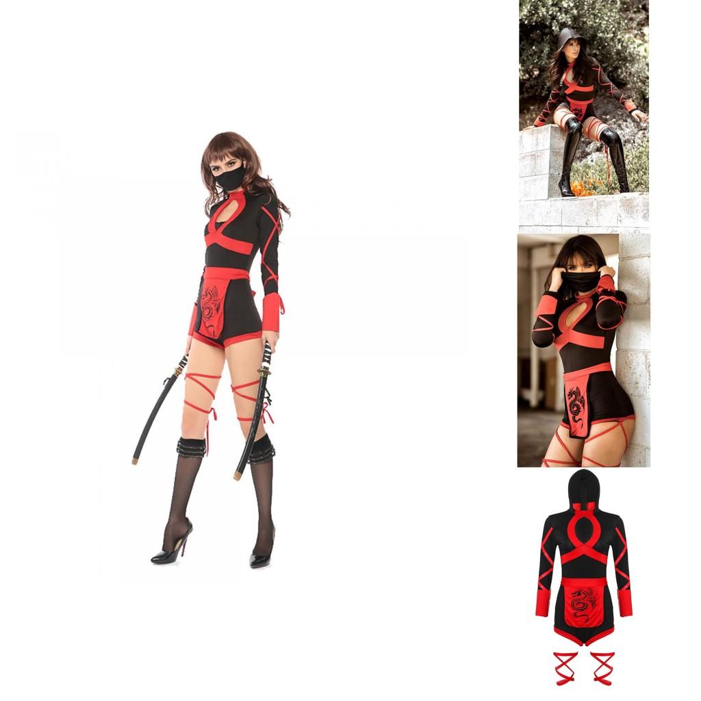 Stylish Women Ninja Cosplay Jumpsuit For Halloween Costume And Party Wear