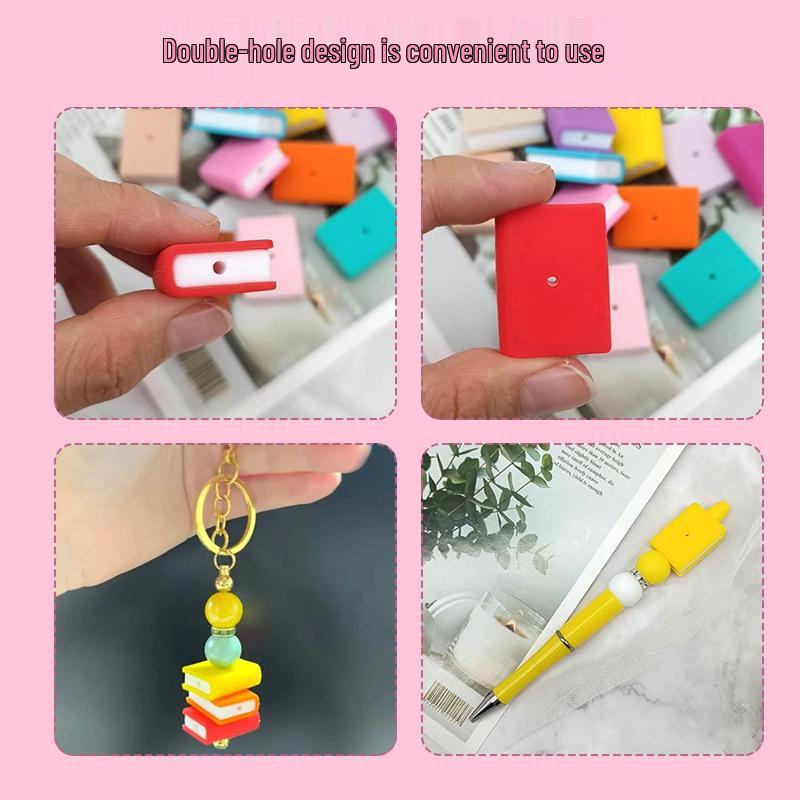 Book-Shaped Silicone Beads Keychain DIY Accessories