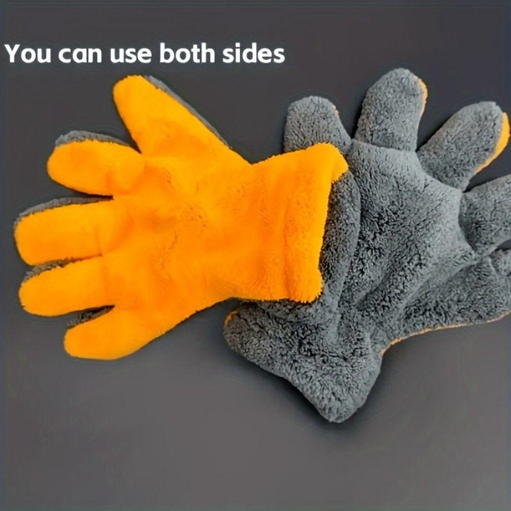 2Pcs Wear-resistant Double-sided Five Finger Gloves Vehicle Cleaning Gloves  Detailing Washing