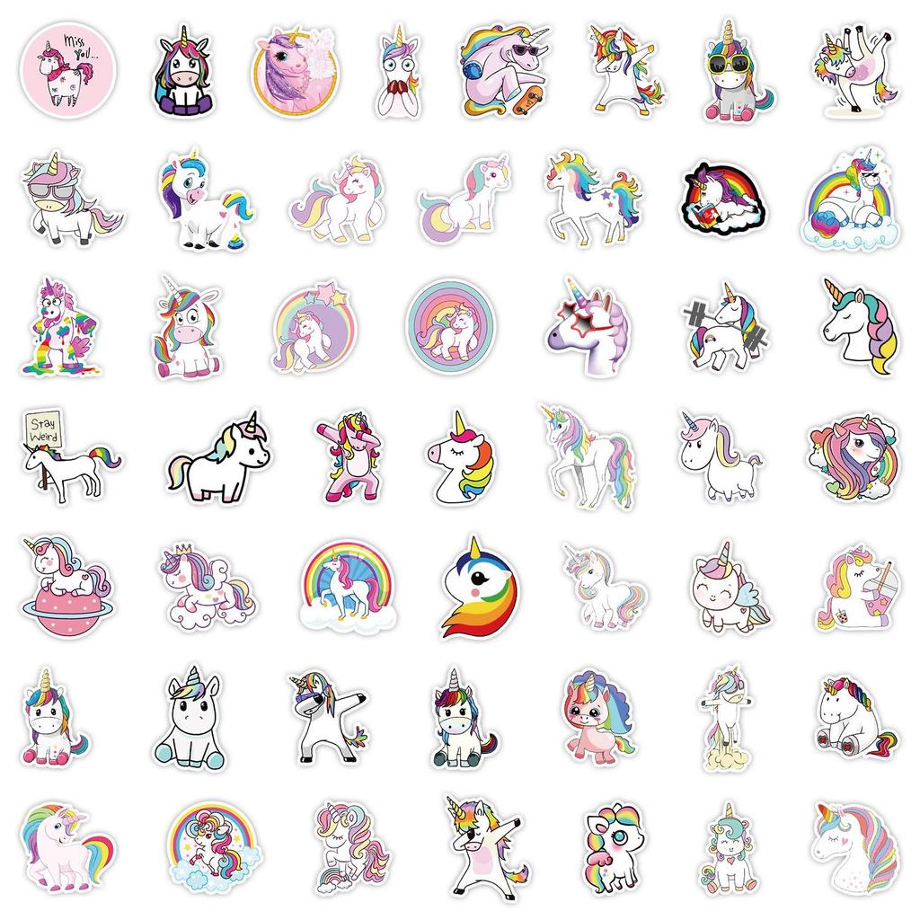 50 Unicorn Graffiti Waterproof Stickers for Suitcases, Cars, Notebooks, Skateboards, and Phones