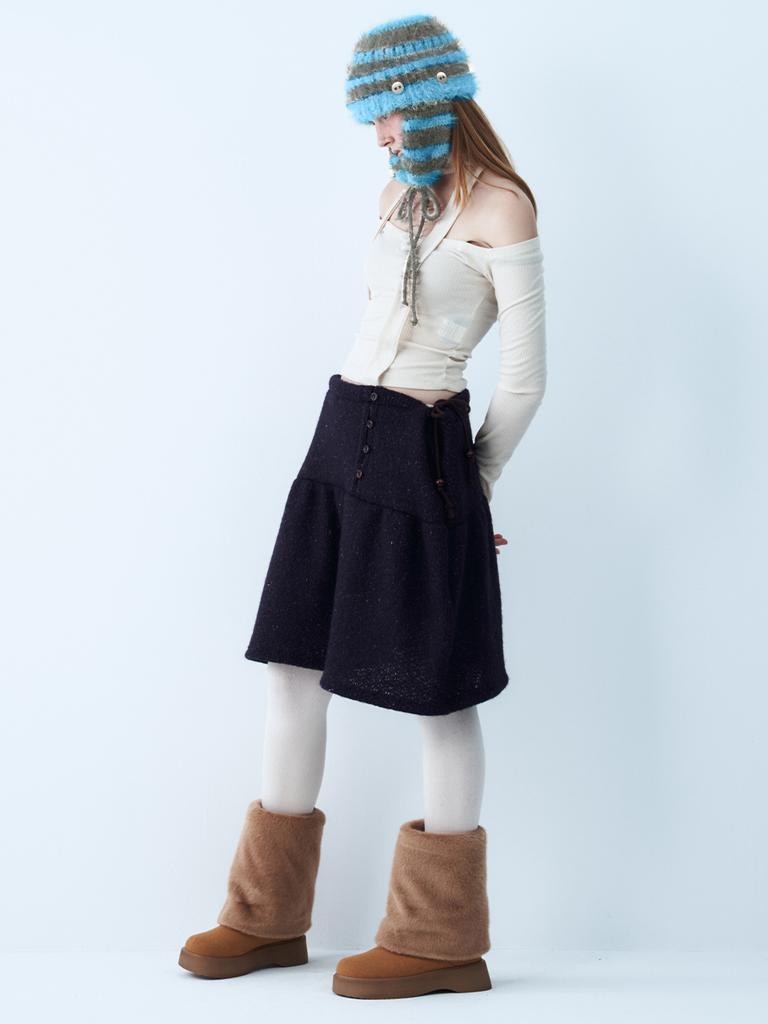 SETSETSET Two-Way Earflap Beanie Stripe Blue Mix