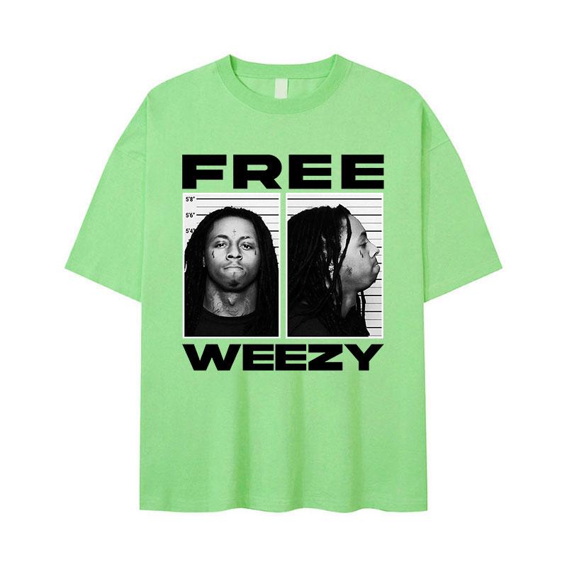 Футболка с графическим принтом рэпера Lil Wayne FREE WEEZY Мужская Хип-хоп Винтажная Готическая Футболка 100% Хлопок Оверсайз Футболка Тренд Уличная Одежда 3XL