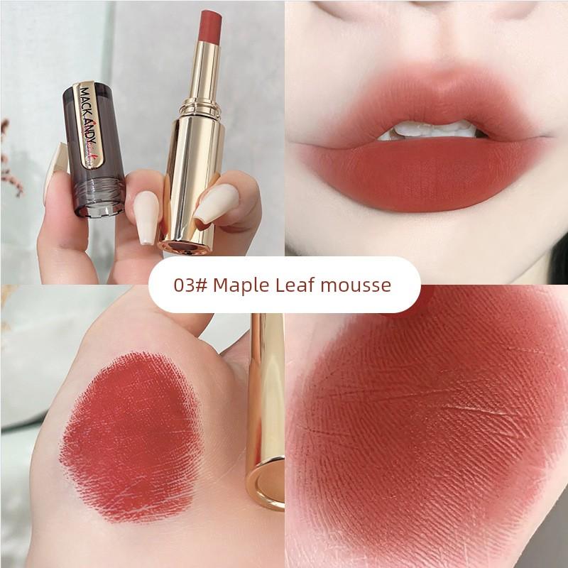 Maco Andy Lipstick Matte Soft Fog Velvet Matte Waterproof and Durable No Stain On Cup Lip Lacquer White Fog Soft Focus
