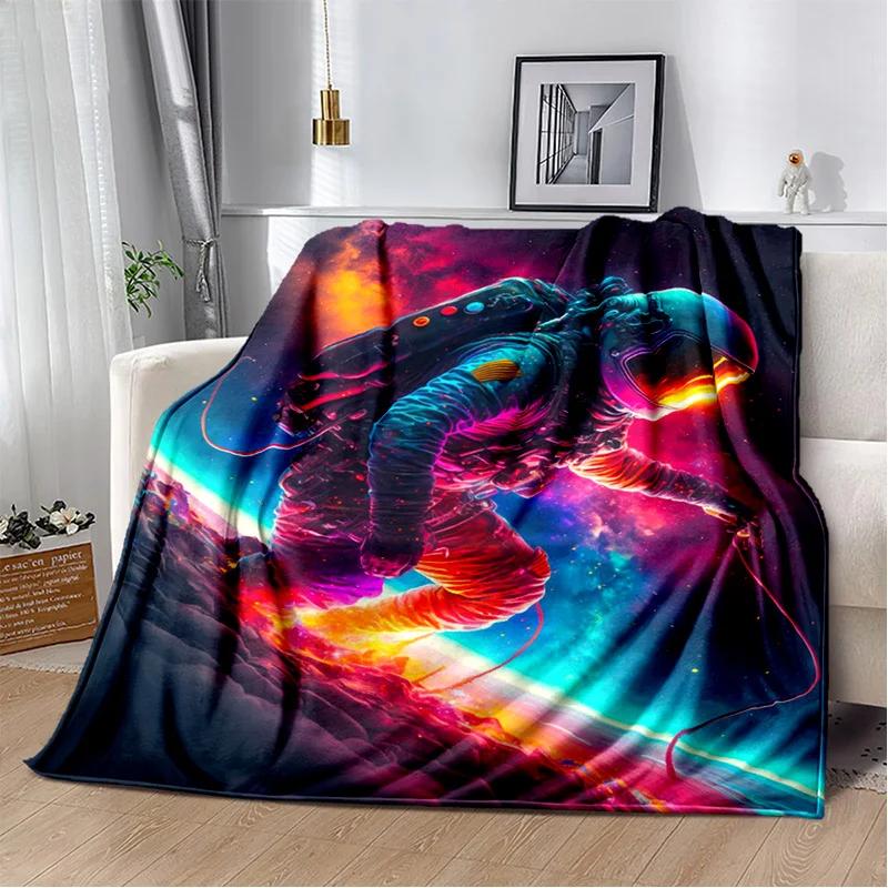 3D Outer Space Astronaut Universe Spaceman Cartoon Blanket,Soft Throw Blanket for Home Bedroom Bed Sofa Office Cover Blanket Kid
