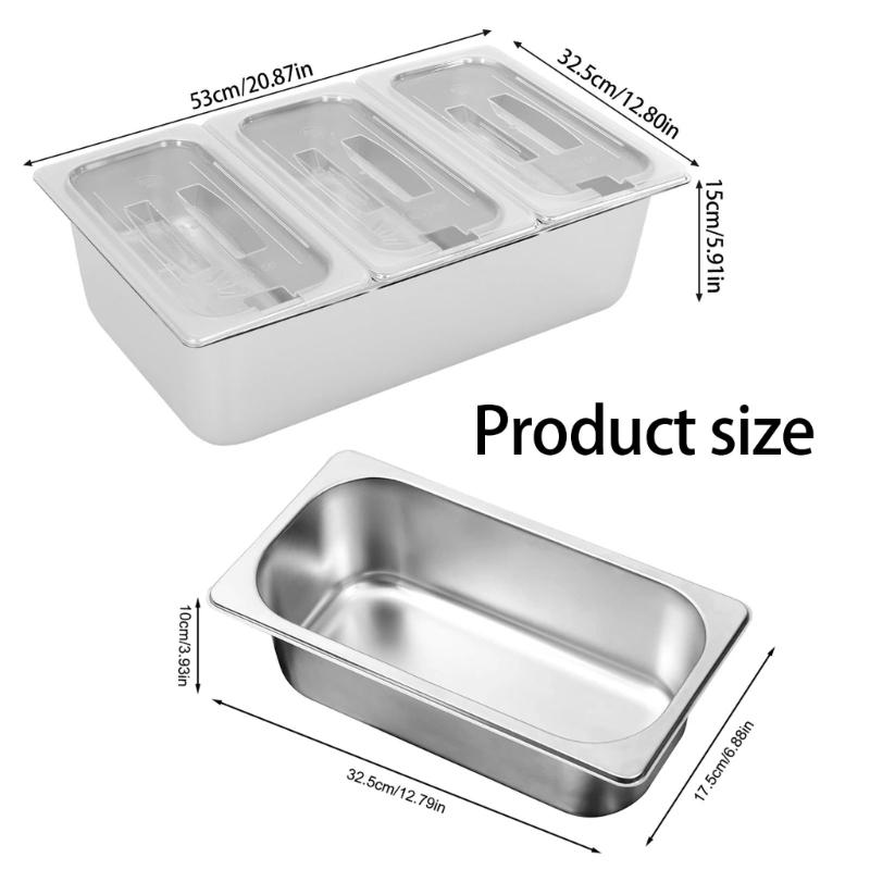 Catering Display Container Countertop Stainless Steel Pan with Acrylic Lid for Food Storage Practical Seasoning Box