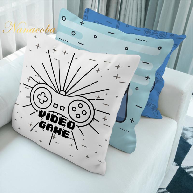 New Game Lover Modrý Potah na polštář Klávesnice Rukojeť Headset Throw Pouzdro na polštář Herní křeslo Dekor do auta Ochrana pasu na polštář