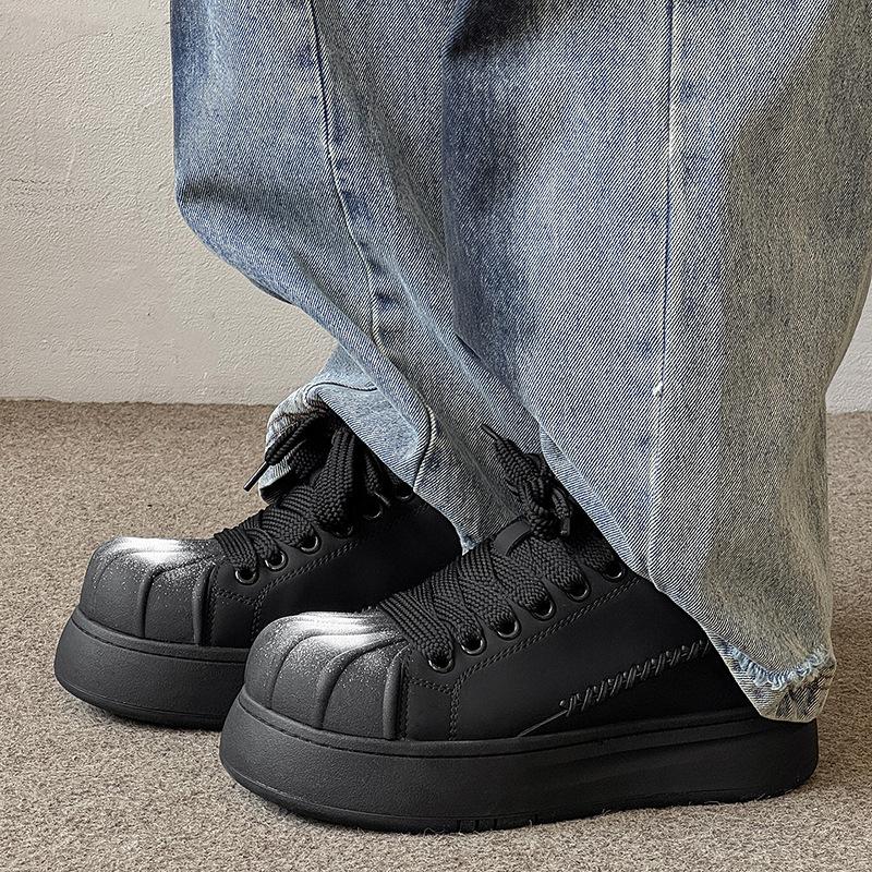 Herbst und Winter neue Shell-Kopf Low-Top Board-Schuhe weiche Sohle dicke Sohle höhenverstellend lässige Sportschuhe