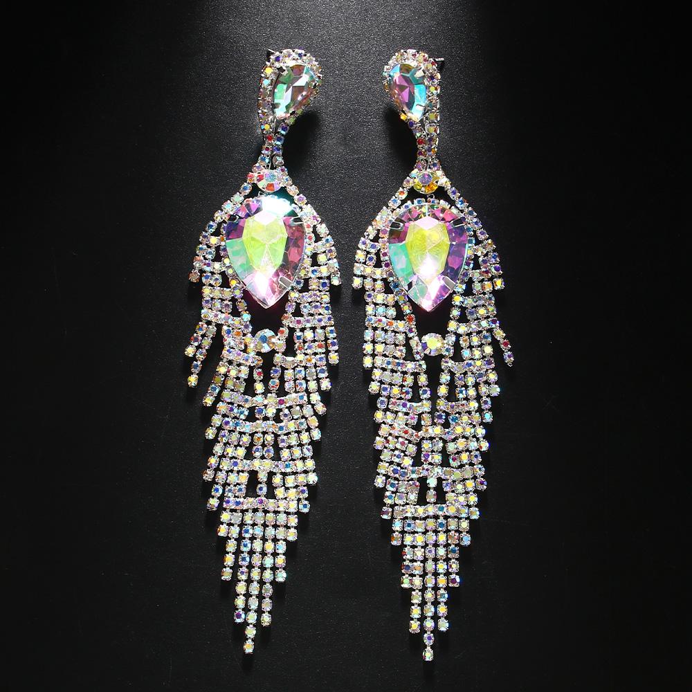 Серьги-подвески со стразами Stoenfans для женщин Аксессуары для Drag Queens Большие блестящие хрустальные statement серьги-подвески Ювелирные изделия