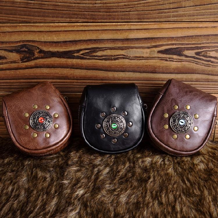Portable Medieval Coin Bag PU Leather Belt Pouches Retro Waist Pack for Renaissance Halloween and Costume Parties