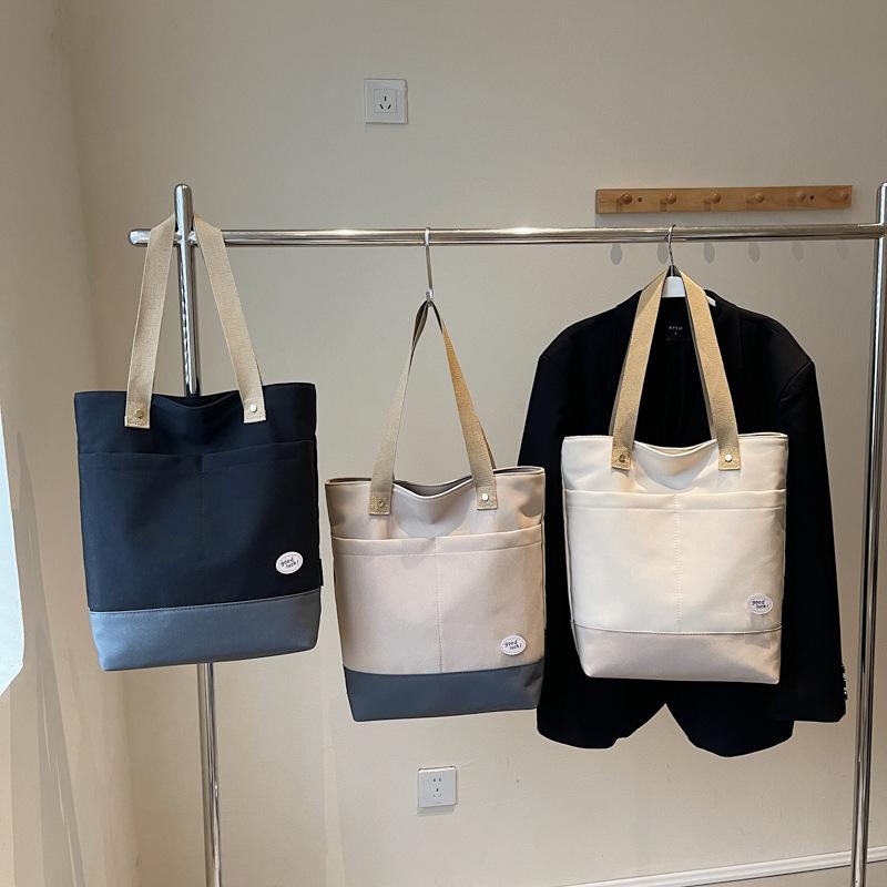 Commuter Tote Bag Women Color Block Underarm Bag Student Shoulder Bag